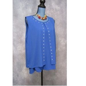 NWT Rafaella Blue Layered Sleeveless Top Size XL